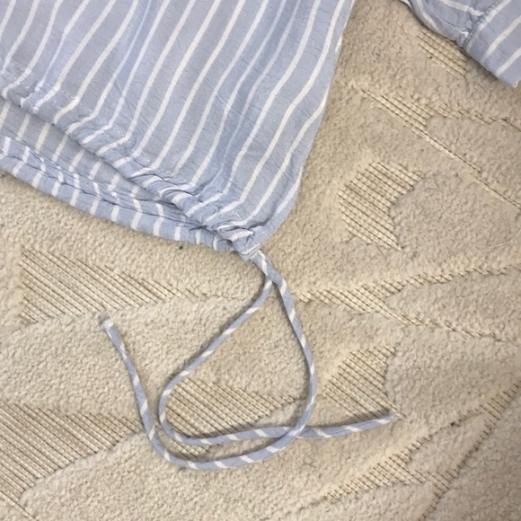 Zara light blue stripe crop tie waist shirt XS - Picture 4 of 6